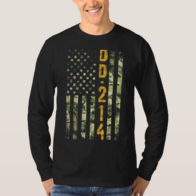 D 214 US Alumni American Flagga Comoflag Ve T Shirt (Framsida)
