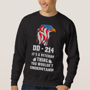 D 214 Veteran Eagle Hund Märkre U S Flagga Lång Ärmad Tröja