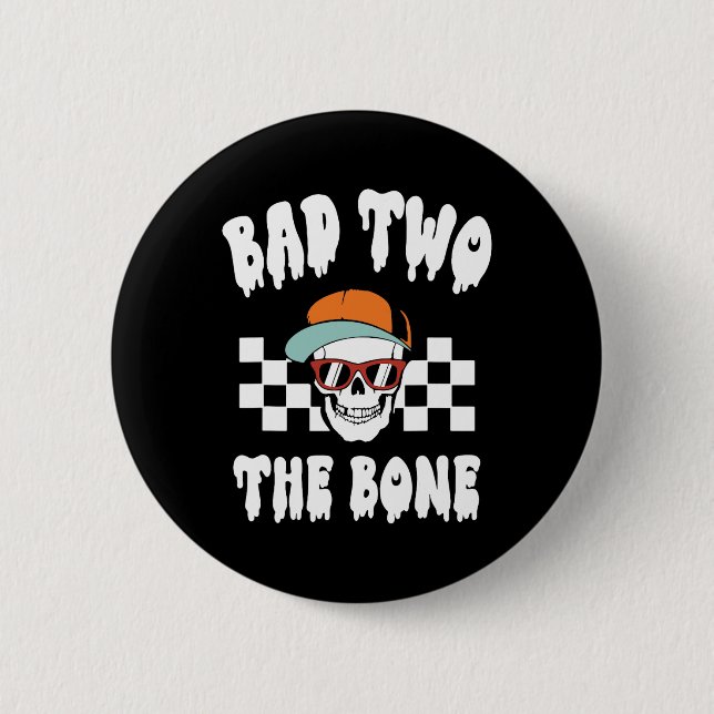 D 2: Bone fantila 2:a födelsedagen Halloween Skele Knapp (Framsida)