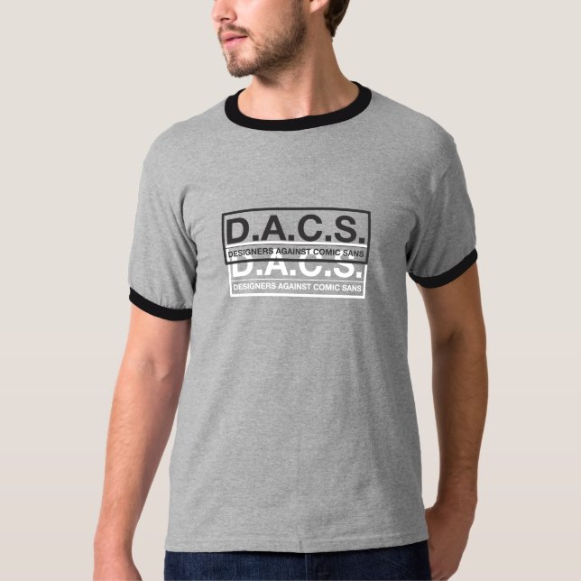D.A.C.S. Formgivare mot tecknad Sans T-shirt (Framsida)