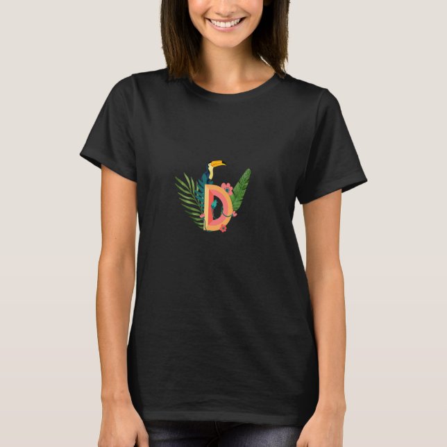 D Alfabet Bokstav tropiska Växter T Shirt (Framsida)