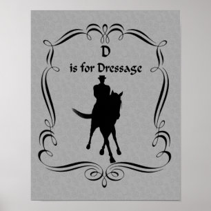 D är avsett för brysselhäst och rider Silhouette Poster