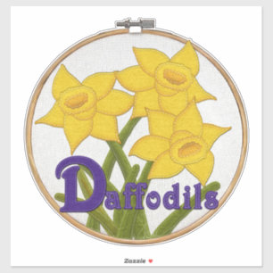 D är för Daffodils Felt look Flowers Klistermärken