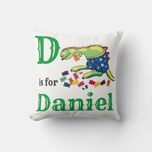 D är för Daniel baby pojke  Kudde (Framsida)