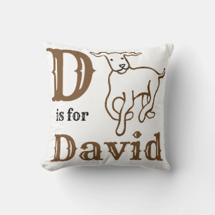 D är för David baby pojke Kudde