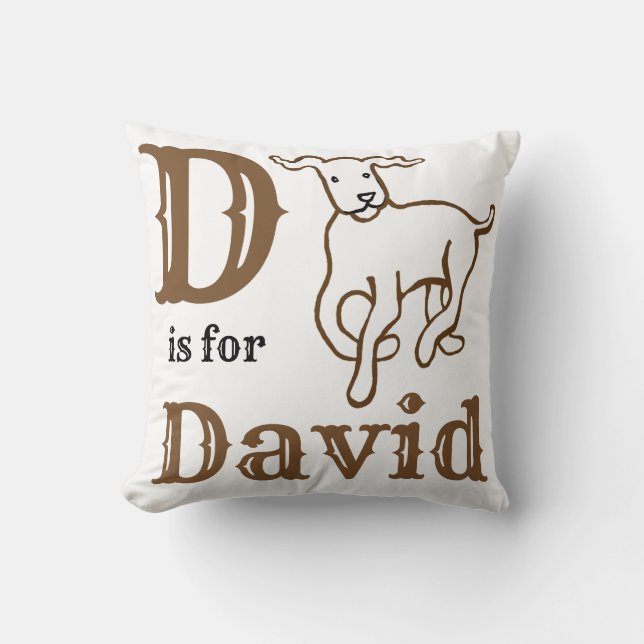 D är för David baby pojke  Kudde (Framsida)