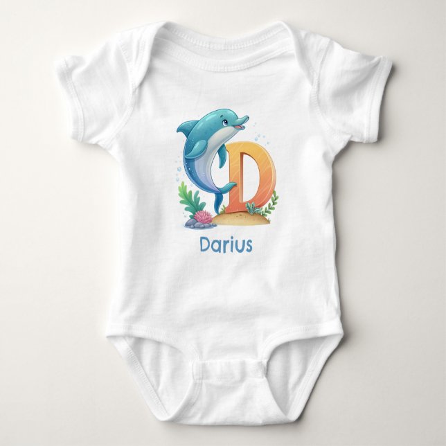 D är för Delfin Personalisera T Shirt (Framsida)