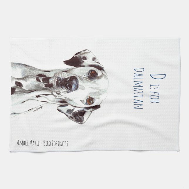 D är för den svartvita dalmatianen - kökshandduk (Horisontell)