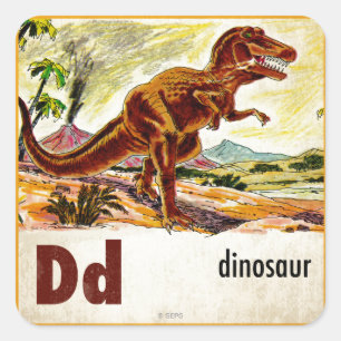 D är för Dinosaur Fyrkantigt Klistermärke
