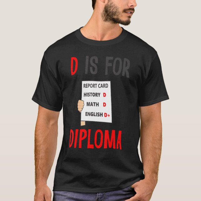 D är för diplomatrapportkortshistorik, engelska t shirt (Framsida)