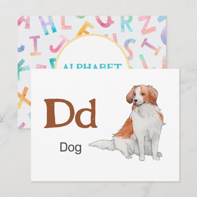 D är för Hund - Alfabet Flash-kort Vykort (Fram/baksida)
