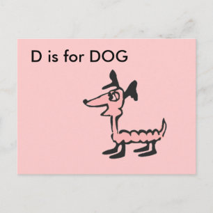 "D" är för Hund Alphabet Flashcard Vykort