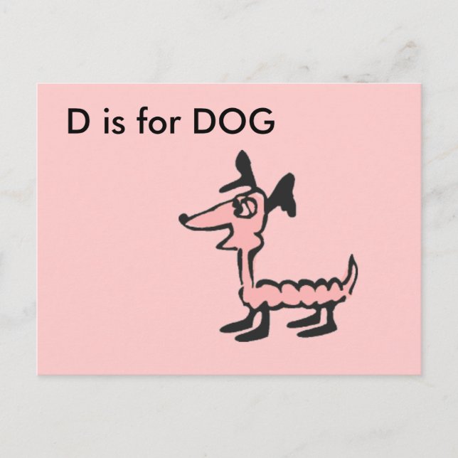 "D" är för Hund Alphabet Flashcard Vykort (Framsida)