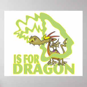 D är för tecknaden dragon brev abc poster