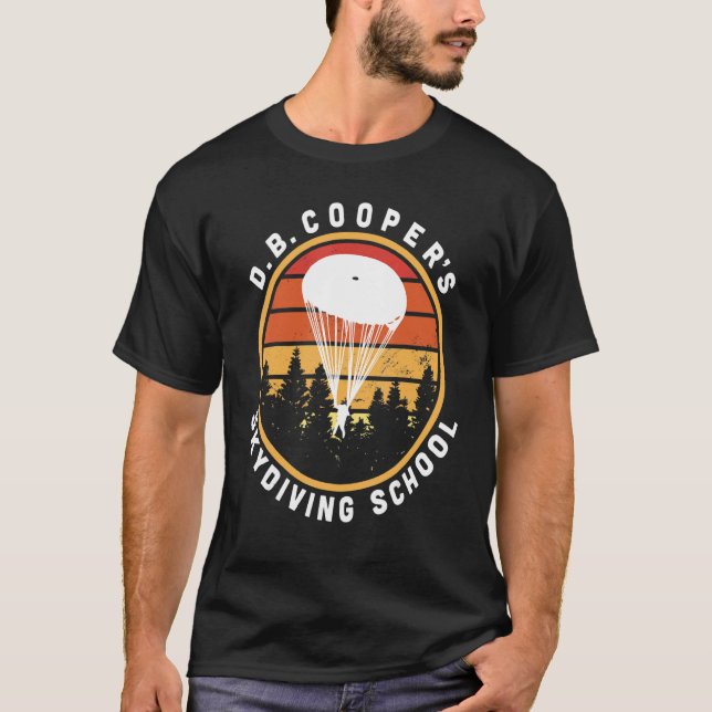 D B  Cooper Skydiving School Cryptid Urban Legend T Shirt (Framsida)