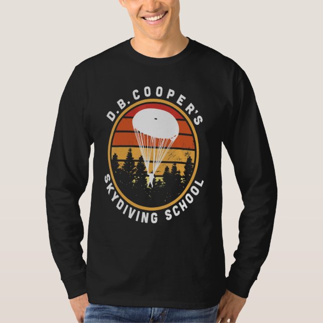 D B  Cooper Skydiving School Cryptid Urban Legend T Shirt (Framsida)