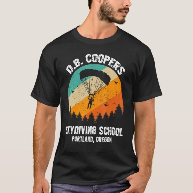 D B Cooper Skydiving School Portland Oregon Retro T Shirt (Framsida)