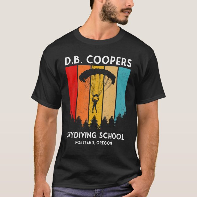 D B Cooper Skydiving School Portland Oregon  Retro T Shirt (Framsida)