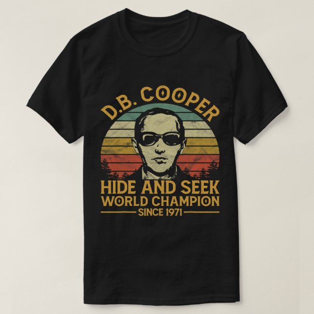 D.B. Coopers Gömmer och söker stöd sedan 1971 års  T Shirt (Design framsida)