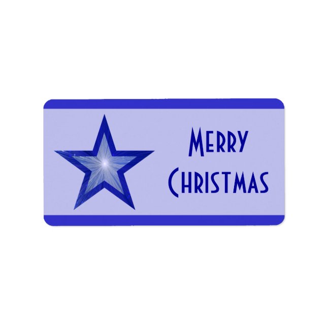 D Blue Star rand "God jul medium blek Adressetikett (Framsidan)