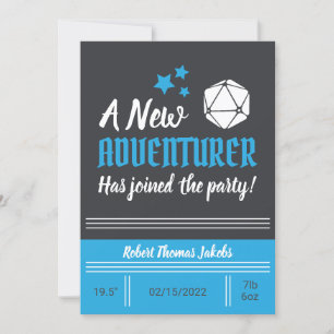 D&D Baby Birth Announcement Blue Boy Meddelande