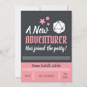 D&D Baby Birth Notification Rosa Girl Meddelande