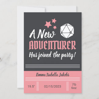 D&D Baby Birth Notification Rosa Girl Meddelande