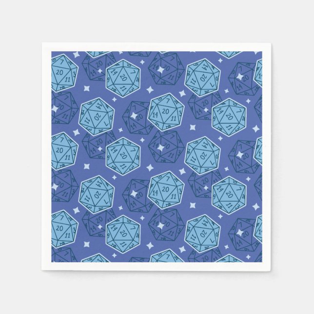 D&D-Födelsedagsfest Blue D20 Dice-Pappersservett Pappersservett (Framsidan)