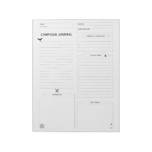 D&D Kampanj Journal (Redo till Använda) Anteckningsblock