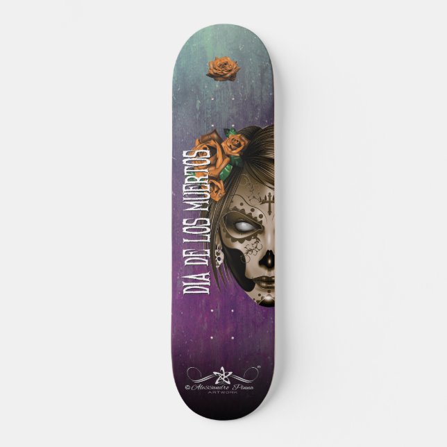 D.D.L.M. La Catrina Mini Skateboard Bräda 18,5 Cm (Framsida)