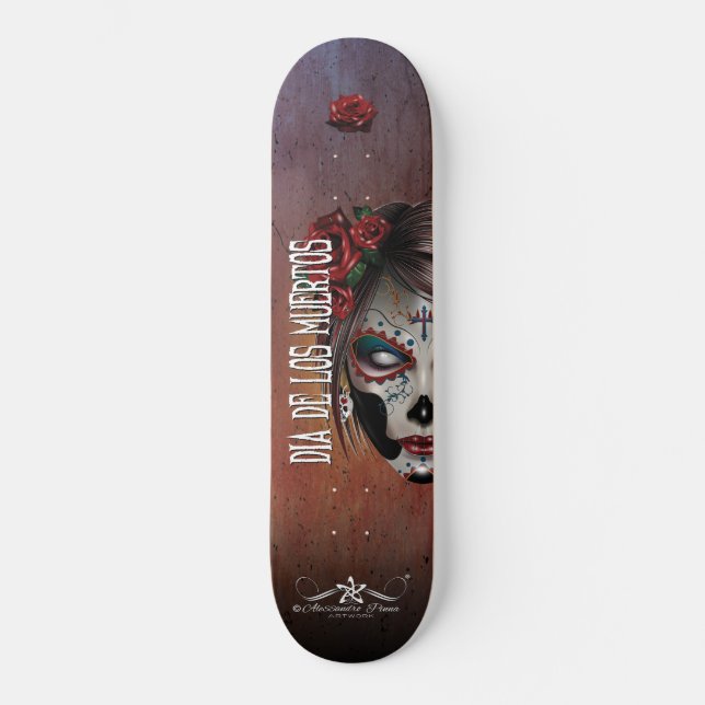 D.D.L.M. La Catrina Mini Skateboard Bräda 18,5 Cm (Framsida)
