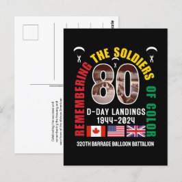D-DAY LANDNINGEN 80-ÅRSJUBILEUM Färgade Soldater Vykort