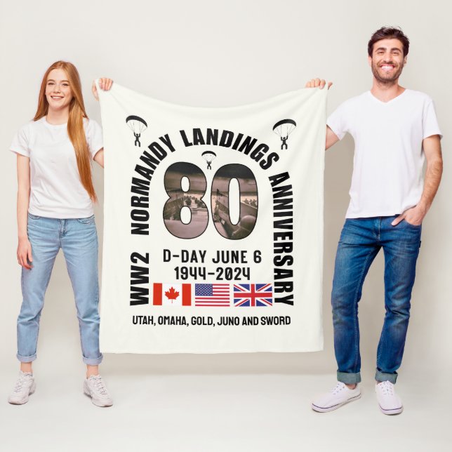 D-DAY NORMANDY LANDINGS WW2 80-årsdagen Fleecefilt (På plats)