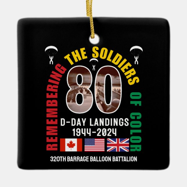 D-DAY NORMANDY LANDINGS WW2 80-årsdagen Julgransprydnad Keramik (Framsida)