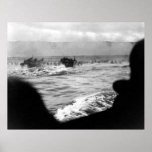 D-DAY Omaha Beach First Wave Frankrike Världskrig Poster