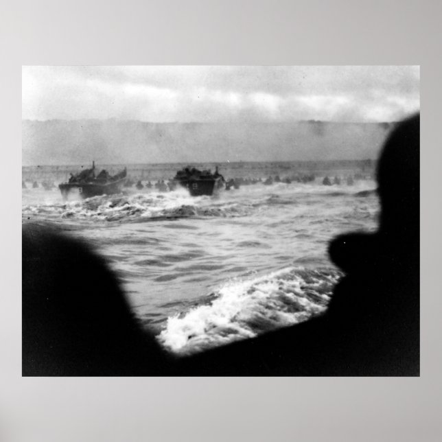 D-DAY Omaha Beach First Wave Frankrike Världskrig  Poster (Framsidan)