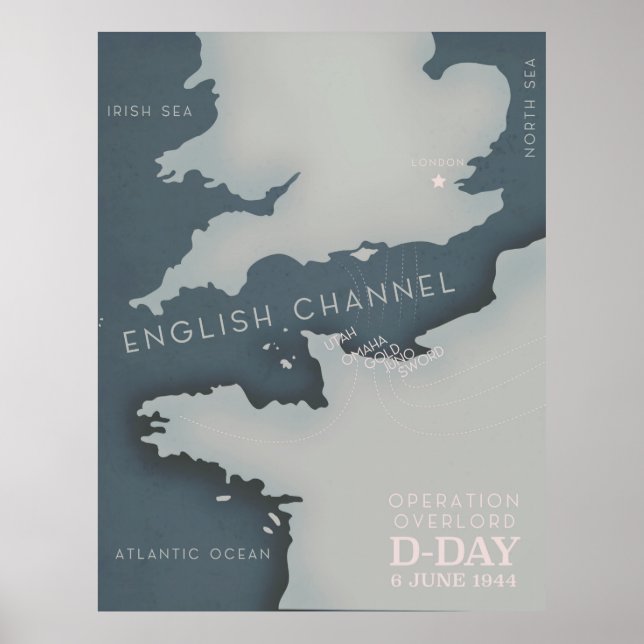 D-Day Operation overlord Militärplanscher. Poster (Framsidan)