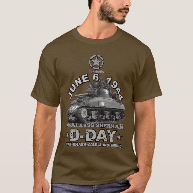 D-Day veterans Day HVSS Sherman T Shirt (Framsida)