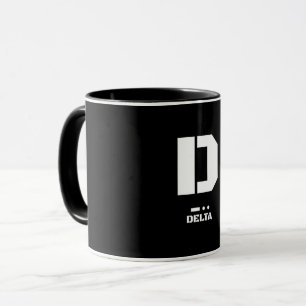 D (Delta) Natos fonetiska alfabet & Morse Code Mugg