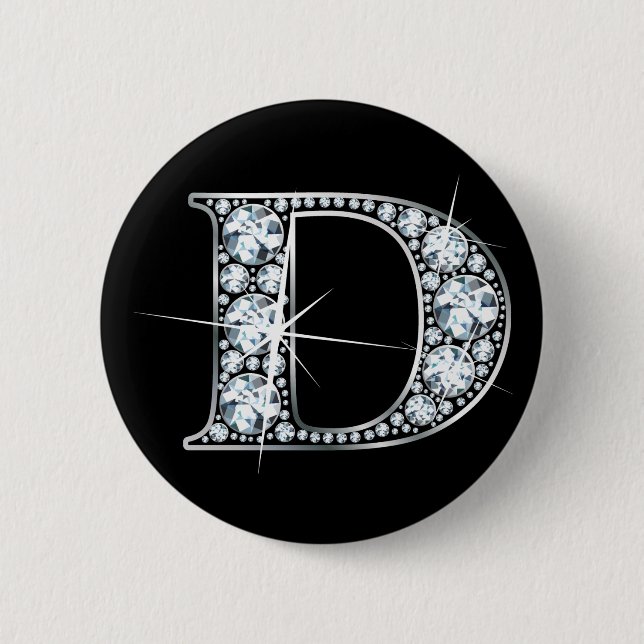 "D" Diamond Bling Button Knapp (Framsida)