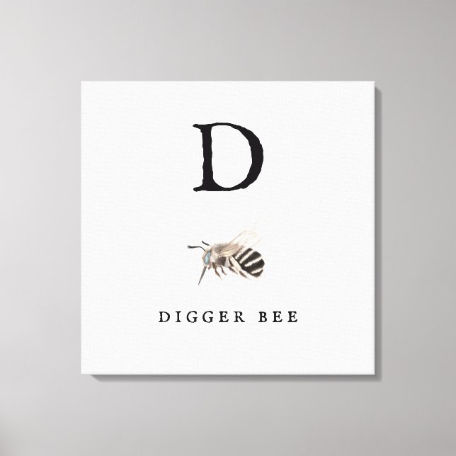 "D" Digger Bee Canvastryck (Framsida)