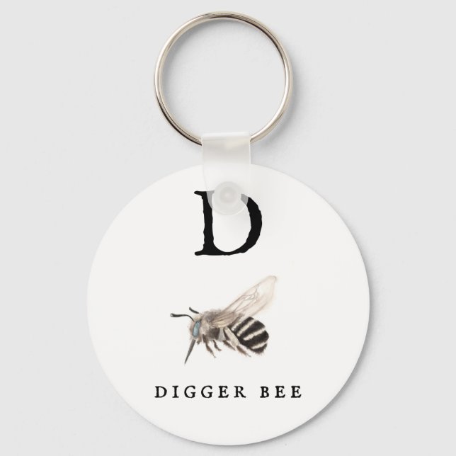"D" Digger Bee Nyckelring (Framsida)