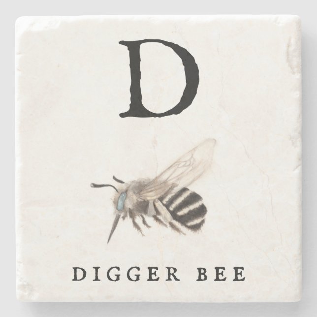 "D" Digger Bee Stone Underlägg (Framsidan)