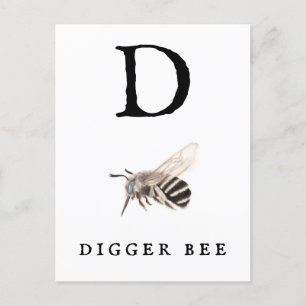 "D" Digger Bee Vykort