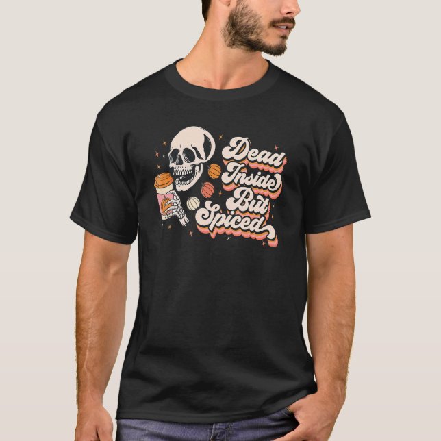 D ea d inuti men spjutad Pumpkin, spjutad säsongsm T Shirt (Framsida)