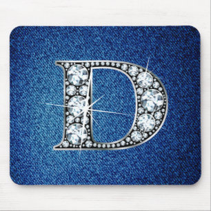 D Faux-"Diamond Bling" på Denim Mousepad Musmatta