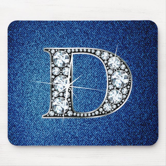 D Faux-"Diamond Bling" på Denim Mousepad Musmatta (Framsidan)