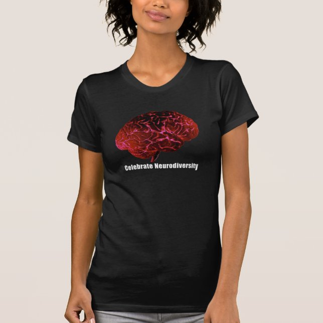 D firar Neurodiversity den röda hjärnT-tröja T-shirt (Framsida)