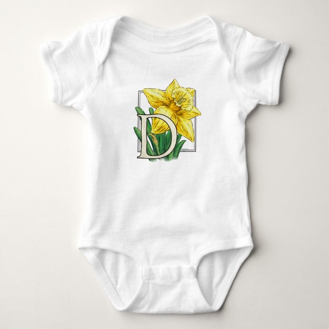 D för barnkläder för påskliljablommaMonogram Tee Shirt (Framsida)