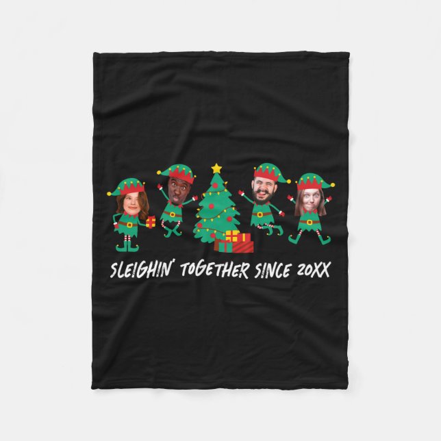 D Funny Face Photo Christmas Elf  Fleecefilt (Framsidan)